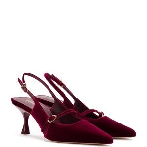 LARROUDÉ | Ines Pump In Wine Velvet | Size: 9